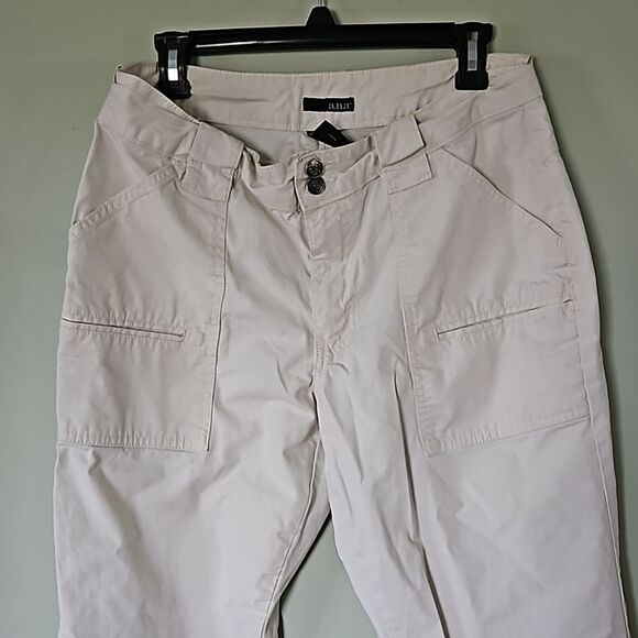 a.n.a Womens Cream Lightweight Wide Leg Pants Size 10 Pockets Summer - Picture 5 of 11